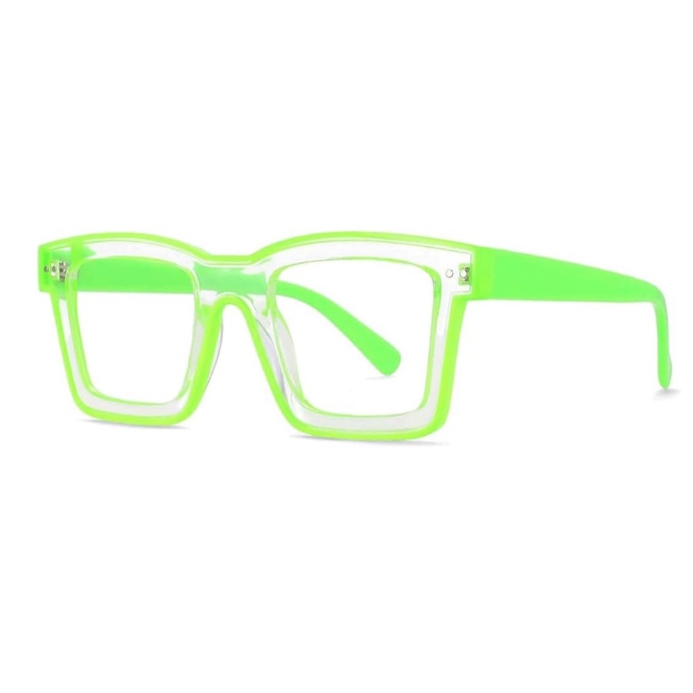 Neon Green Square Frame Glasses